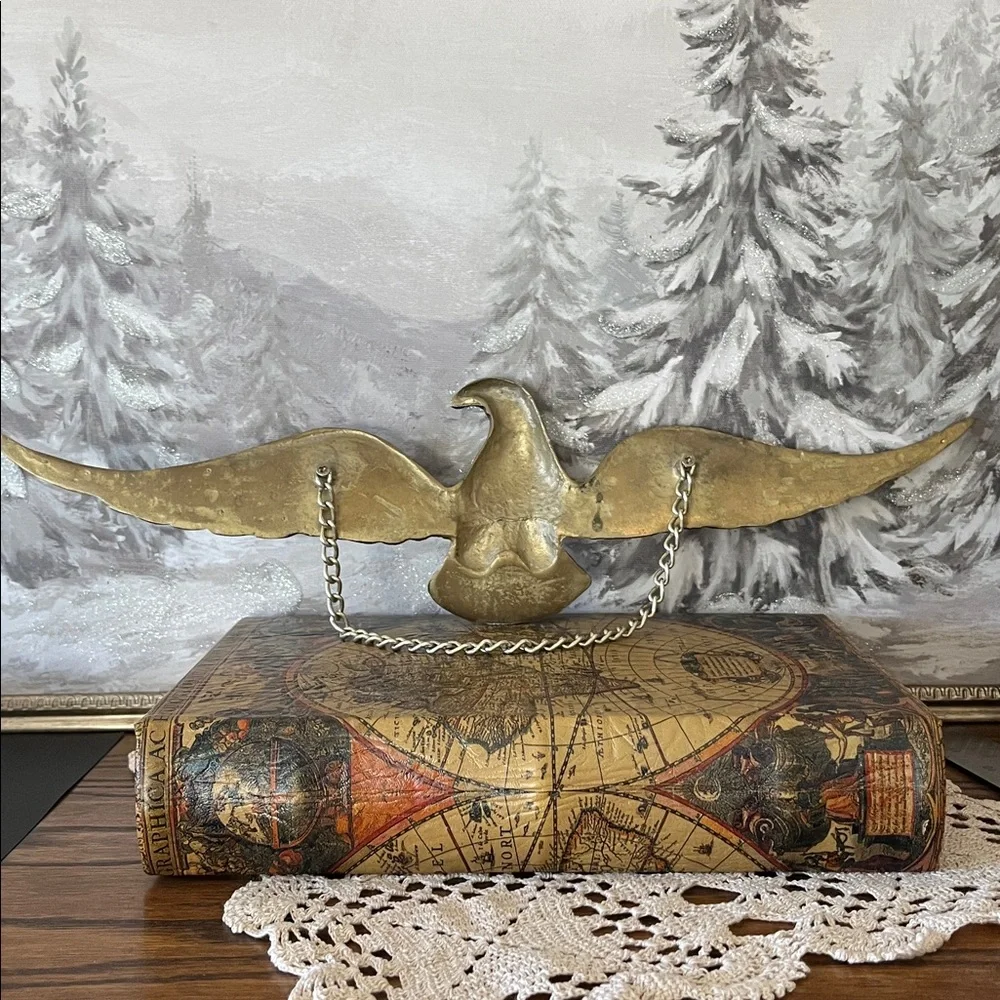 Vintage Large Brass Eagle Wall Decor 18” Wingspan Heavy Cast Americana